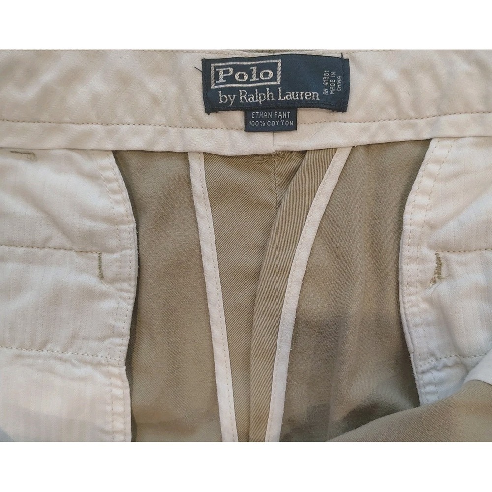 Polo Ralph Lauren Ethan Pant Mens 38x30 Khaki Pleated  Pants Cotton Casual Chino - Picture 6 of 16